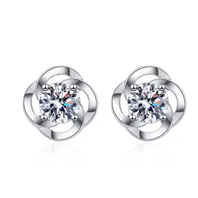 Delicate Clover Moissanite Stud Earrings