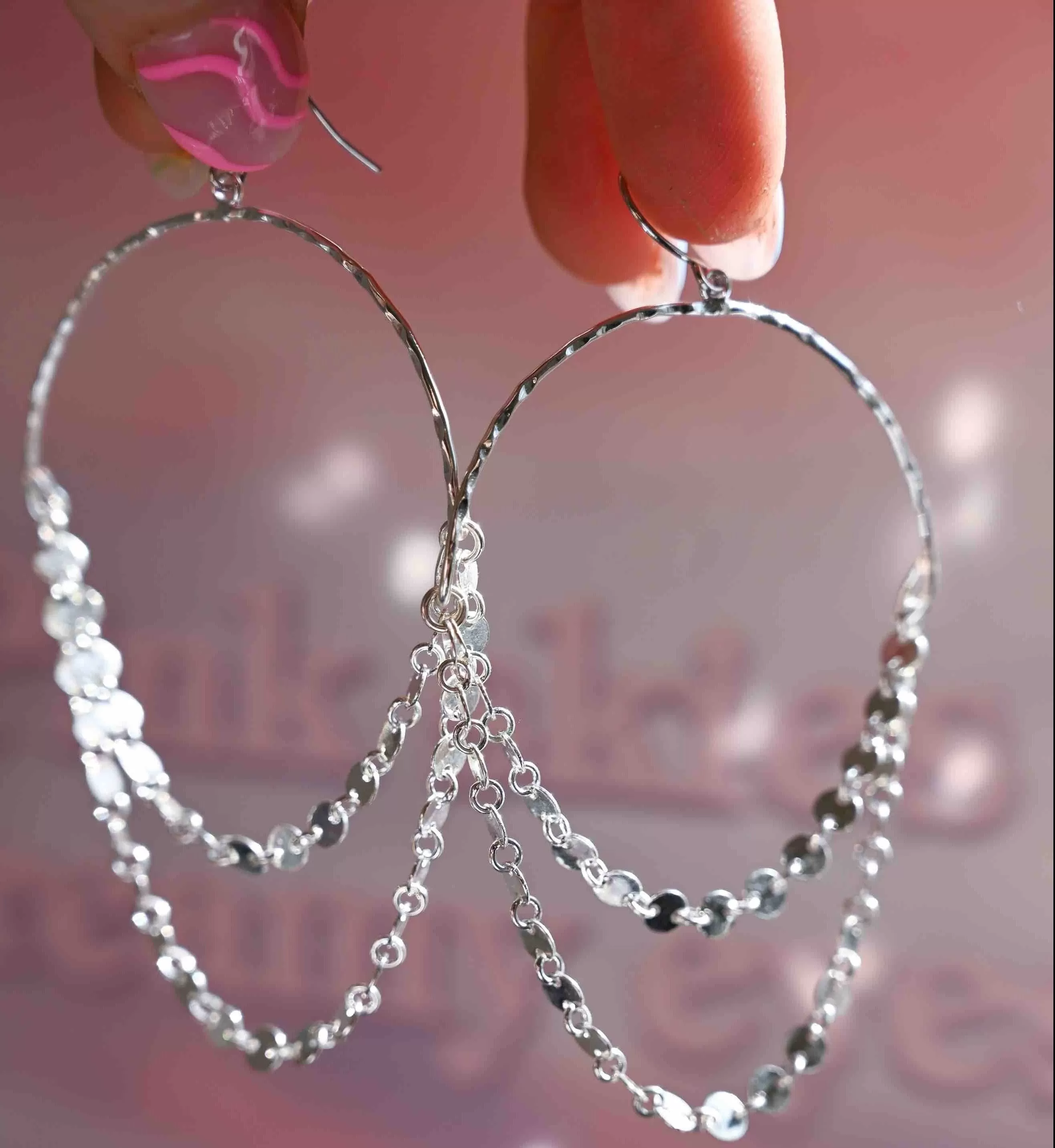 Disco Girl Silver Hoop Earrings