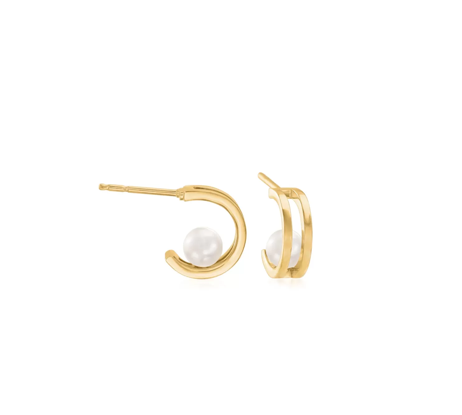 Double Row Hoop Earrings in Yellow Gold