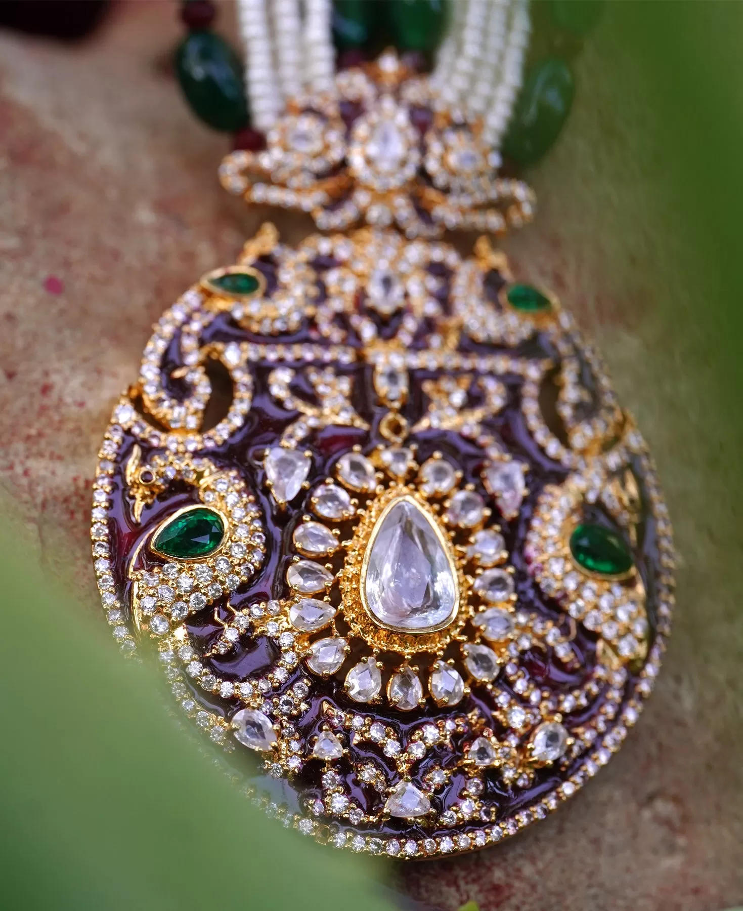 Enamel Royalty Polki Pendant