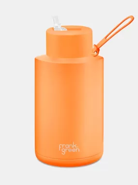 Frank Green Stainless Steel Ceramic Reusable Bottle 68oz With Straw Lid - Neon Orange