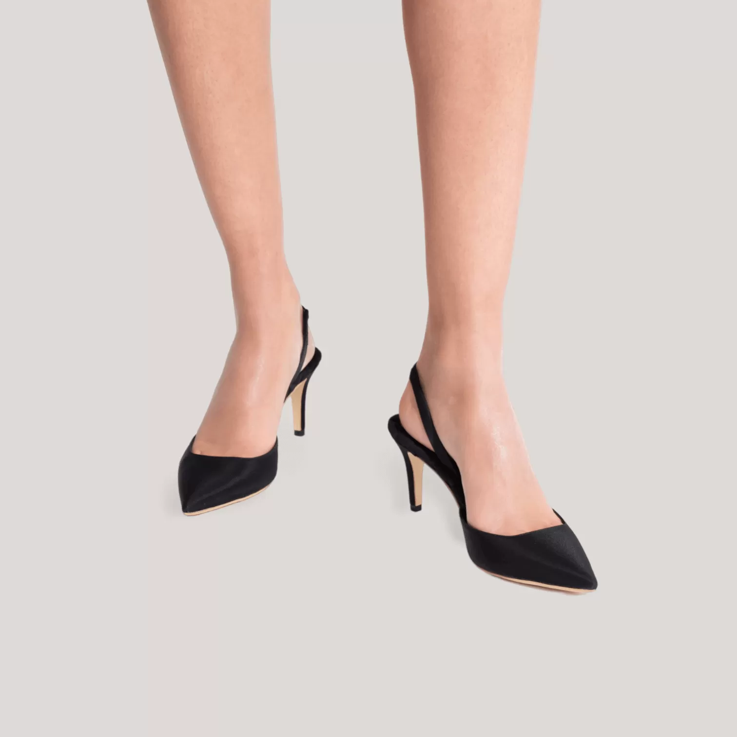 GABRIELLA | Black - Satin Slingback Pumps