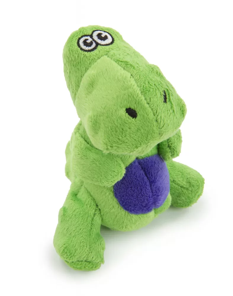 Go Dog Dinos TRex with Chew Guard Technology Durable Plush Squeaker Dog Toy Green Mini Just for Me