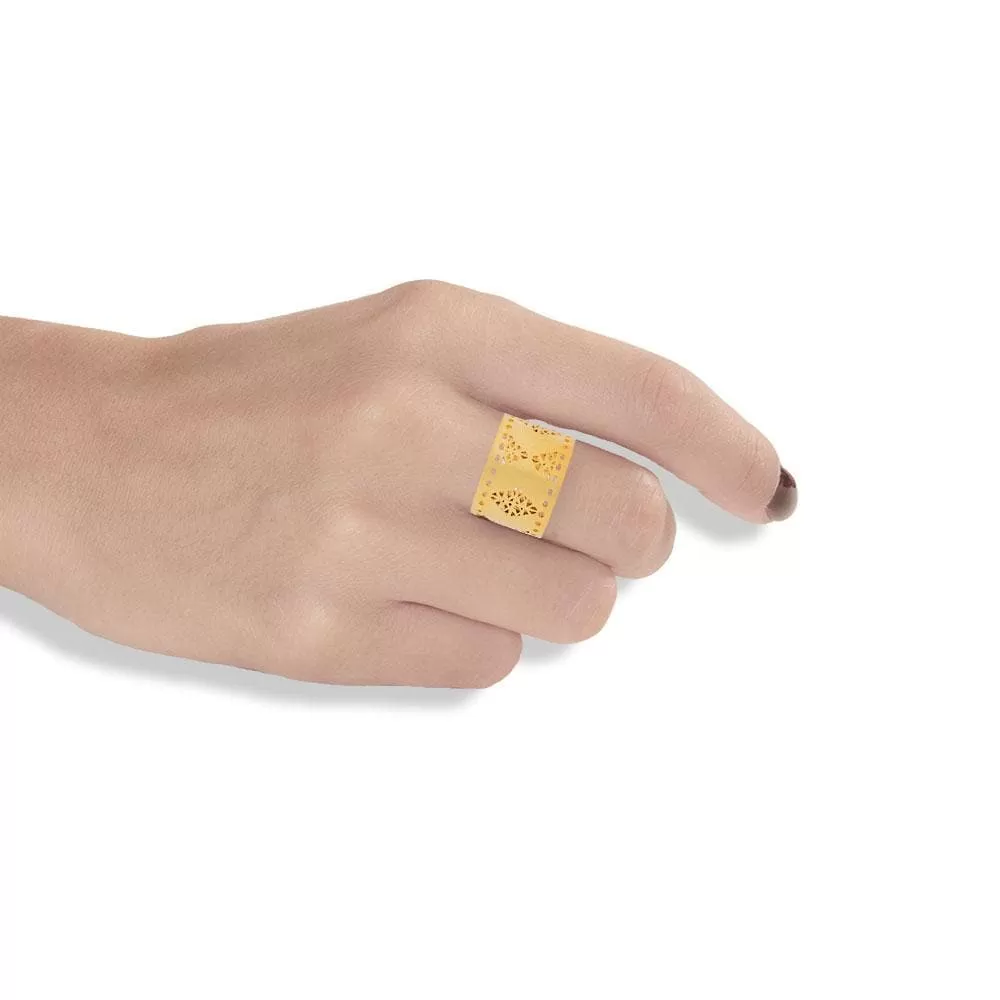 Handmade Gold Plated Silver Ring With Dovecote Patterns