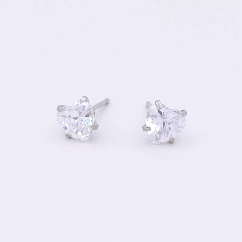 Heart CZ Stainless Steel Stud Earrings