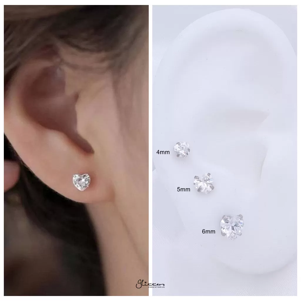 Heart CZ Stainless Steel Stud Earrings