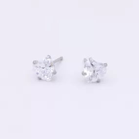 Heart CZ Stainless Steel Stud Earrings