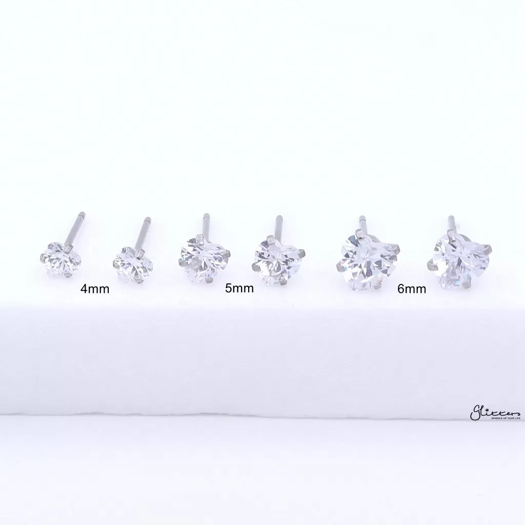 Heart CZ Stainless Steel Stud Earrings