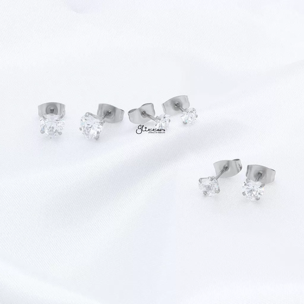 Heart CZ Stainless Steel Stud Earrings