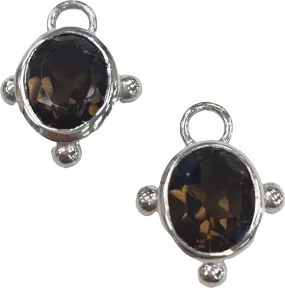 Heavenly London Silver /Smoky Quartz Oval Detachable Drops For Huggies/hoop Earrings