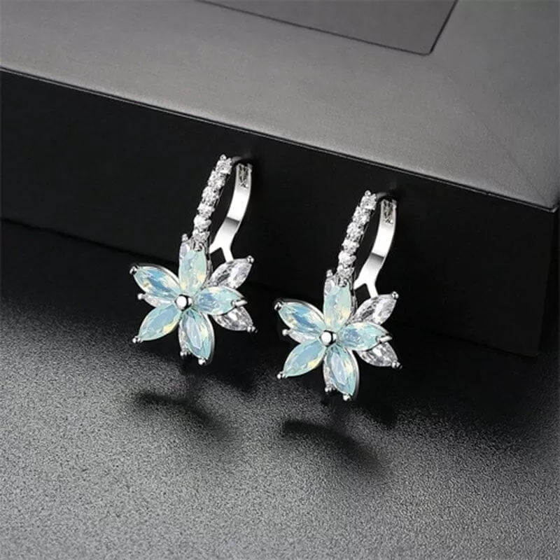 High-Quality Bohemian Citrine Blue Topaz Gemstone Clip Earrings - 925 Sterling Silver