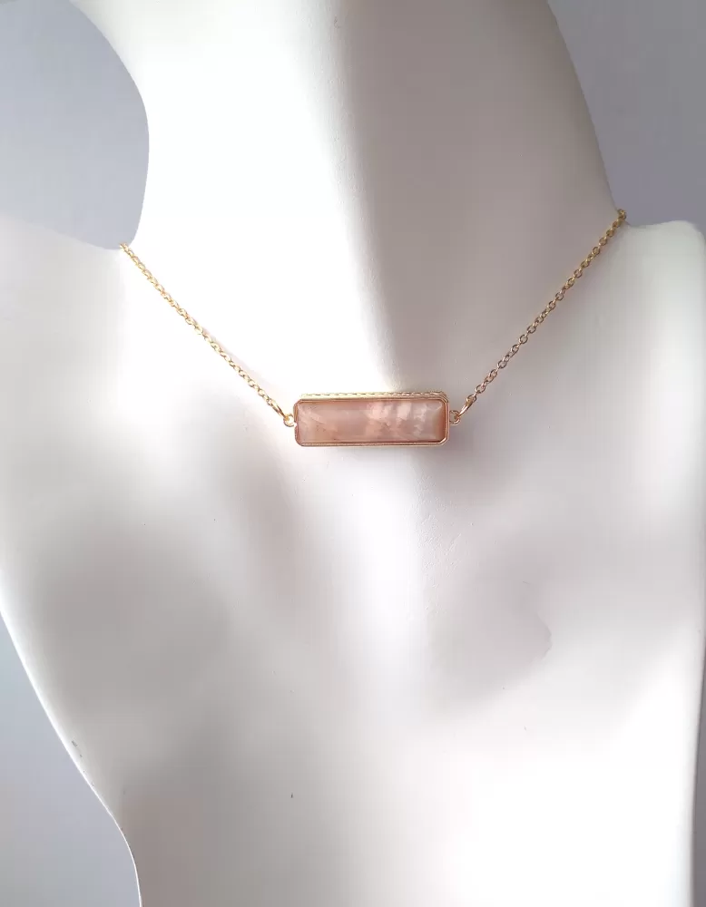 Horizontal Bar Single Stone Gem Drop Pendant