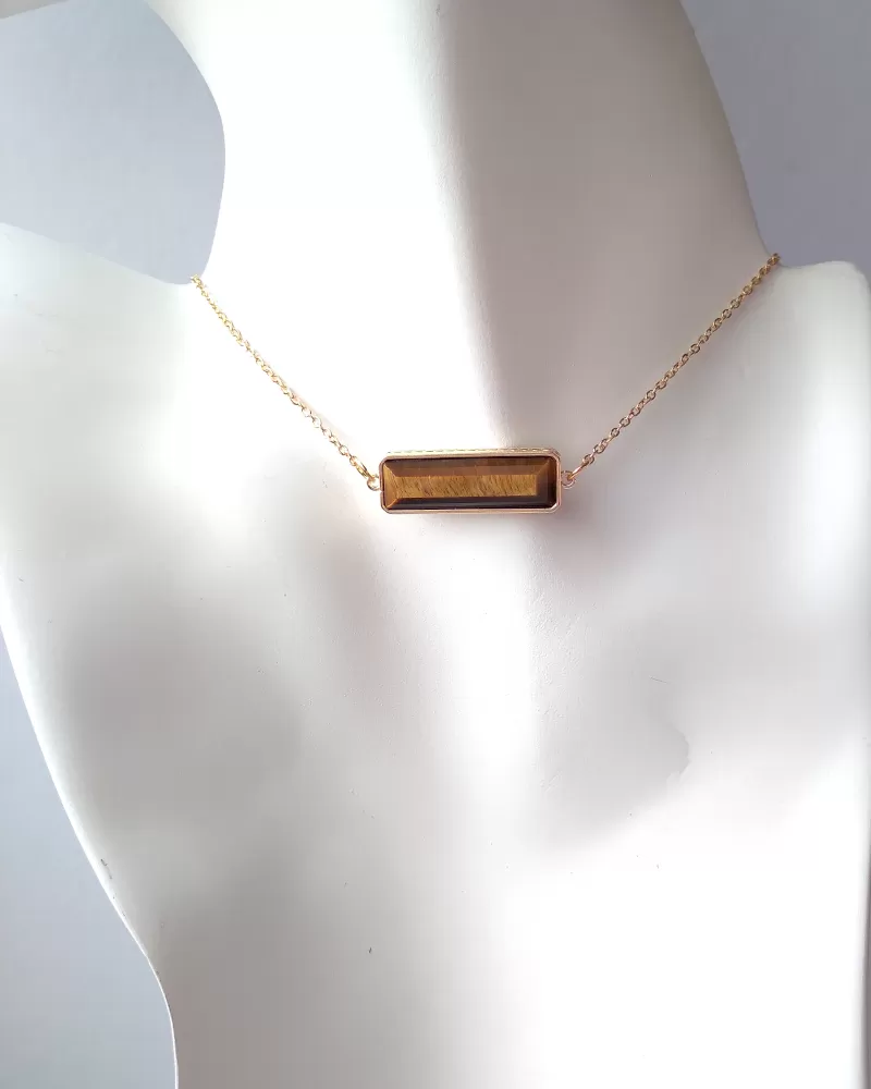 Horizontal Bar Single Stone Gem Drop Pendant