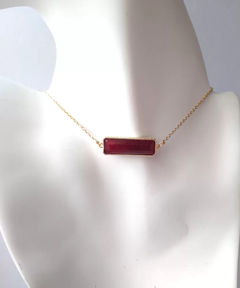 Horizontal Bar Single Stone Gem Drop Pendant