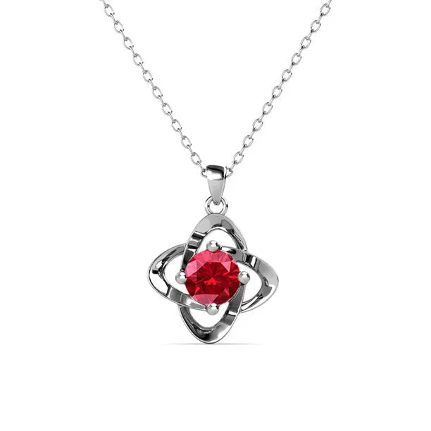 Infinity 18k White Gold Plated Birthstone Flower Necklace with Simulated Diamond Crystals