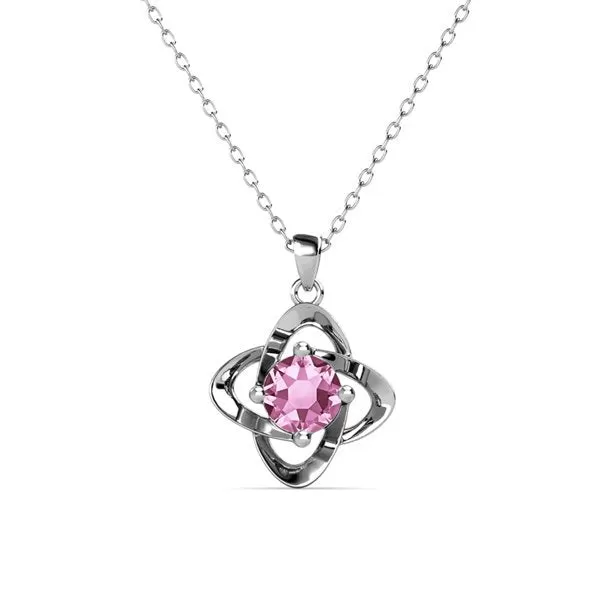 Infinity 18k White Gold Plated Birthstone Flower Necklace with Simulated Diamond Crystals