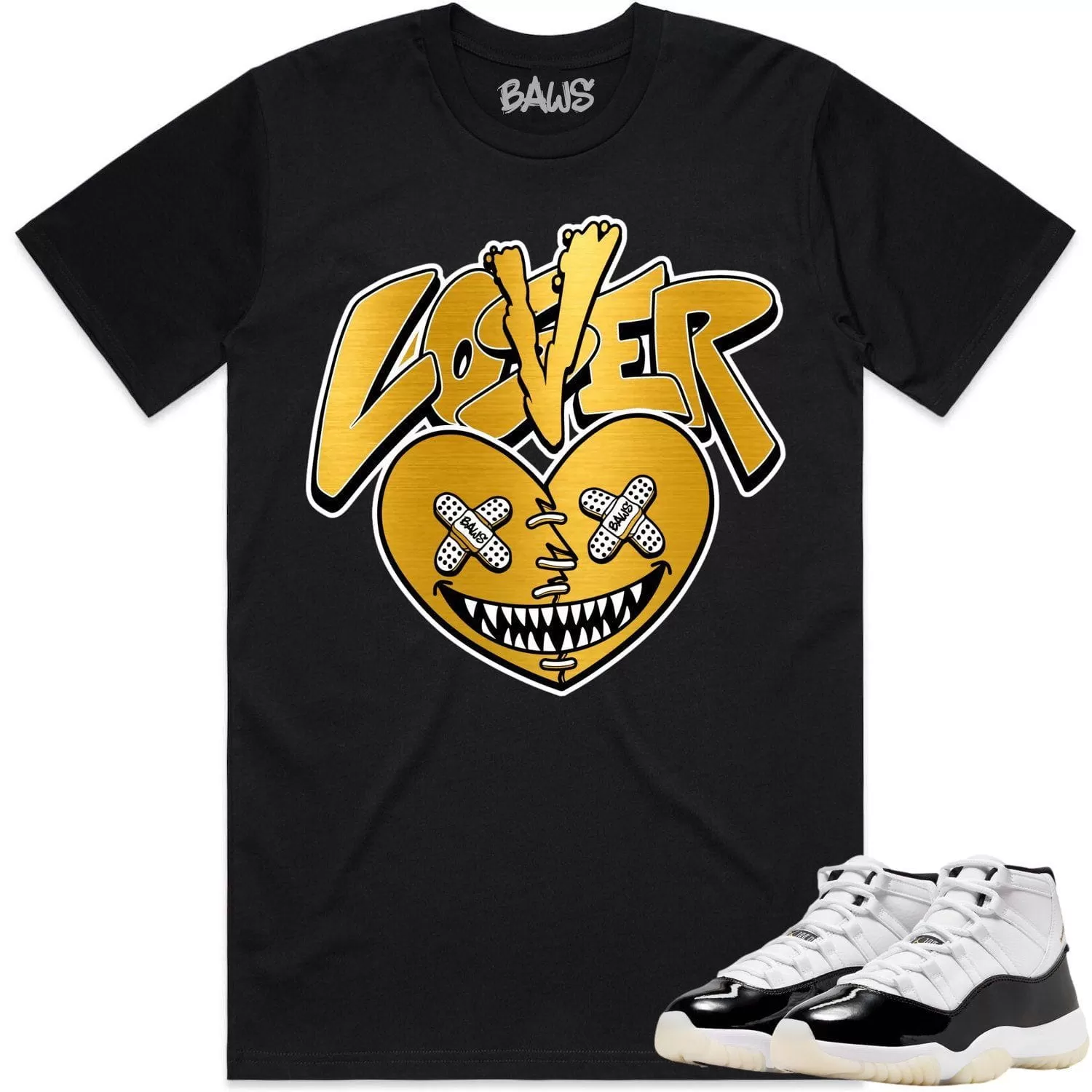 Jordan 11 Gratitude 11s Shirt to Match - GOLD METALLIC LOVER LOSER BAWS