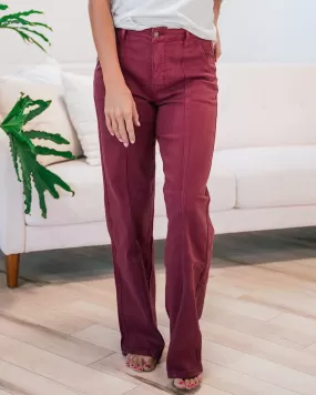 Judy Blue Chalise Burgundy Wide Leg Trouser Jeans