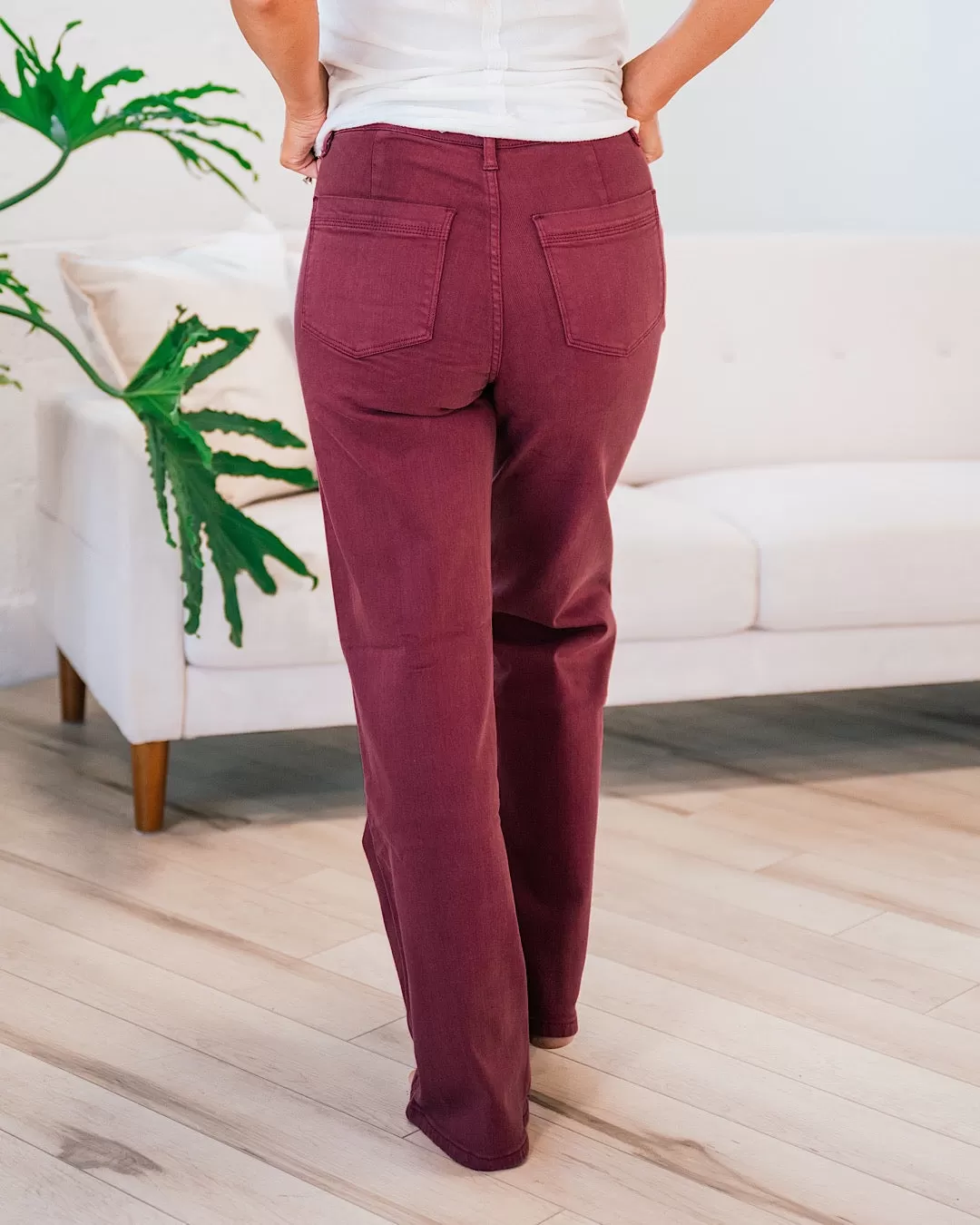 Judy Blue Chalise Burgundy Wide Leg Trouser Jeans