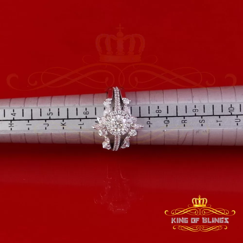 King Of Blings Solitaire Enhancer Guard Wrap Ring Insert 1.66ct Moissanite 925 White Silver