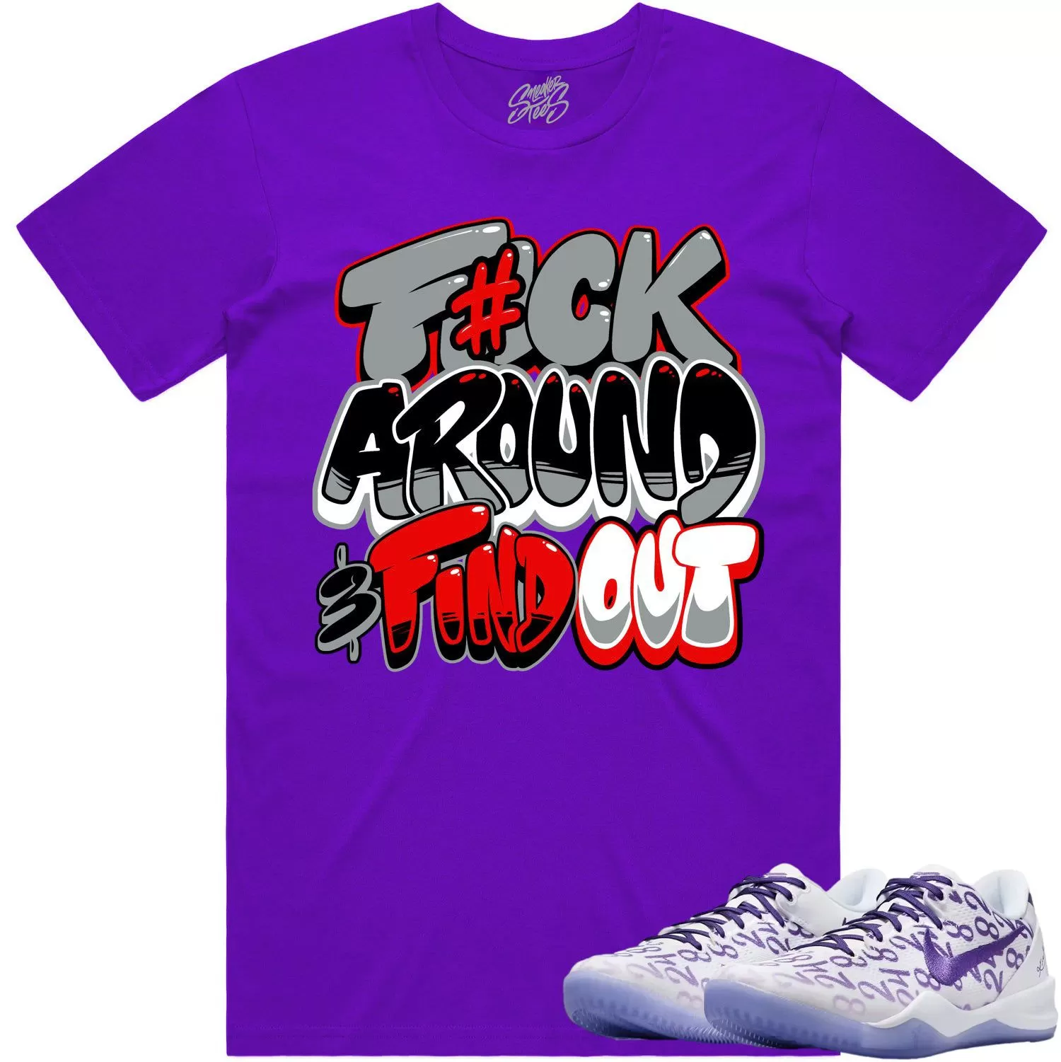 Kobe 8 Court Purple 8s Shirt to Match - RED F#CK