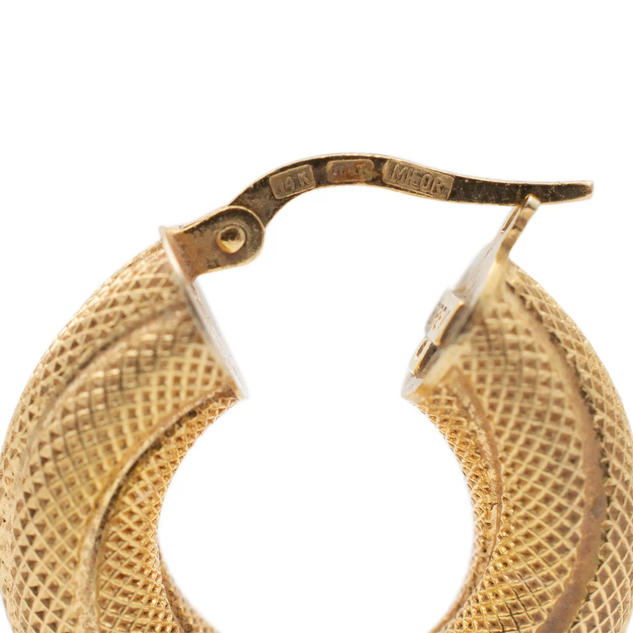 Ladies 14K Yellow Gold Mesh Hoop Earrings