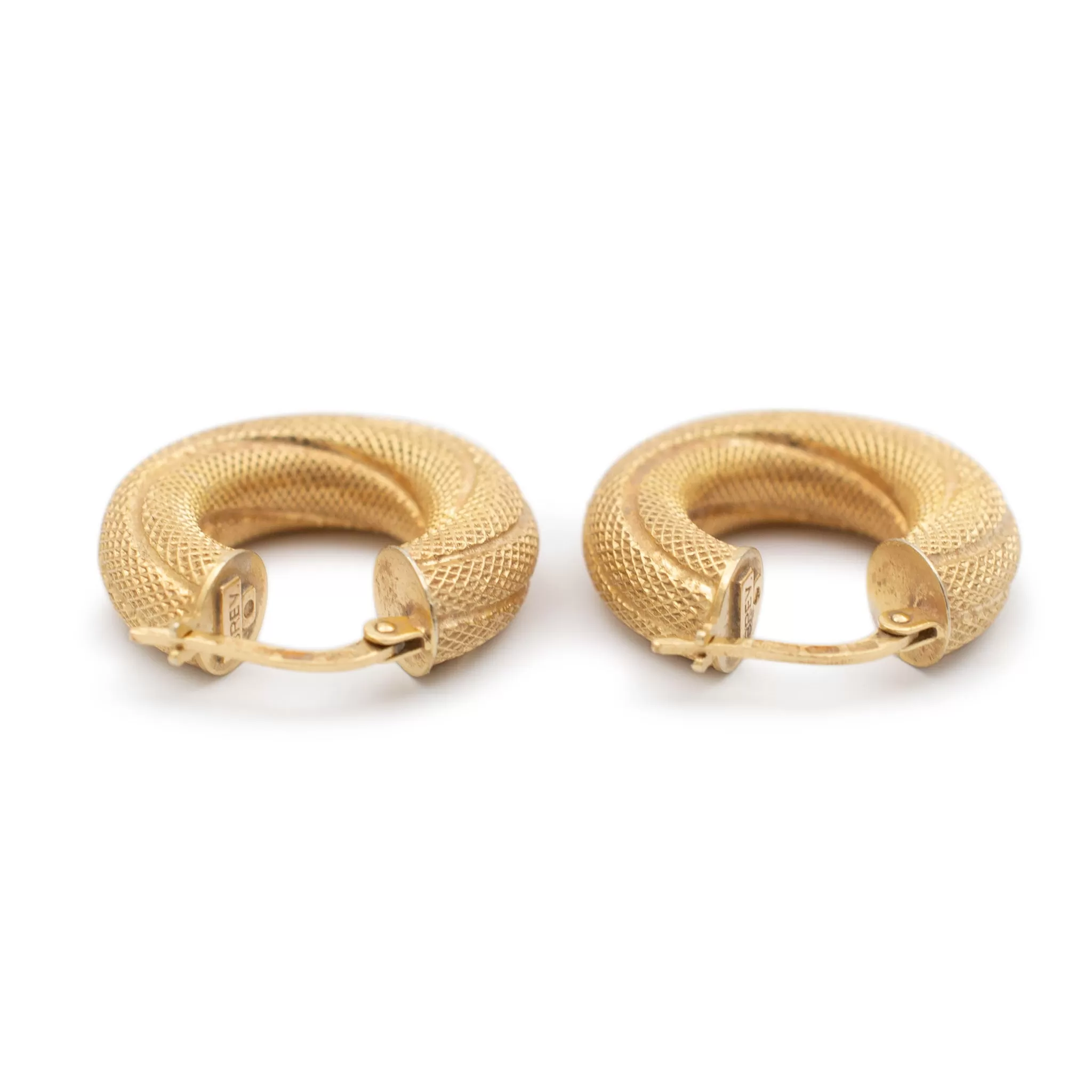 Ladies 14K Yellow Gold Mesh Hoop Earrings