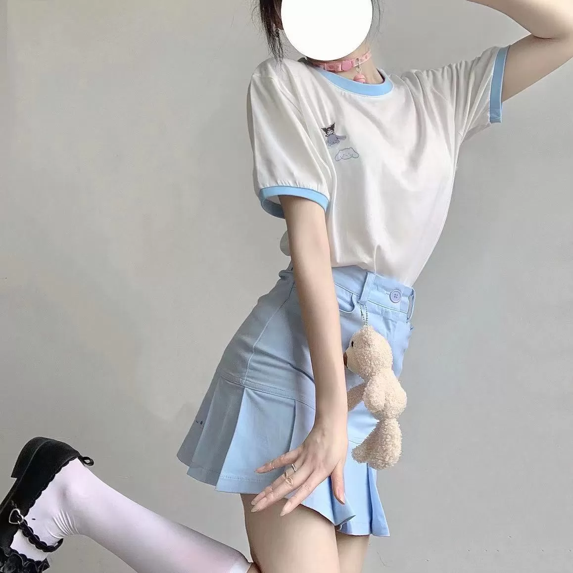 Light blue high waist skirt by6410