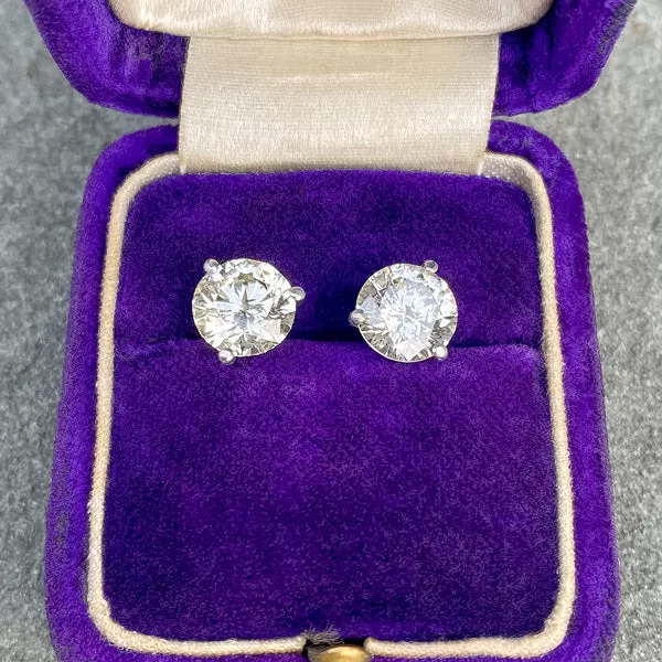 Martini Set Diamond Stud Earrings, 3.24ctw.