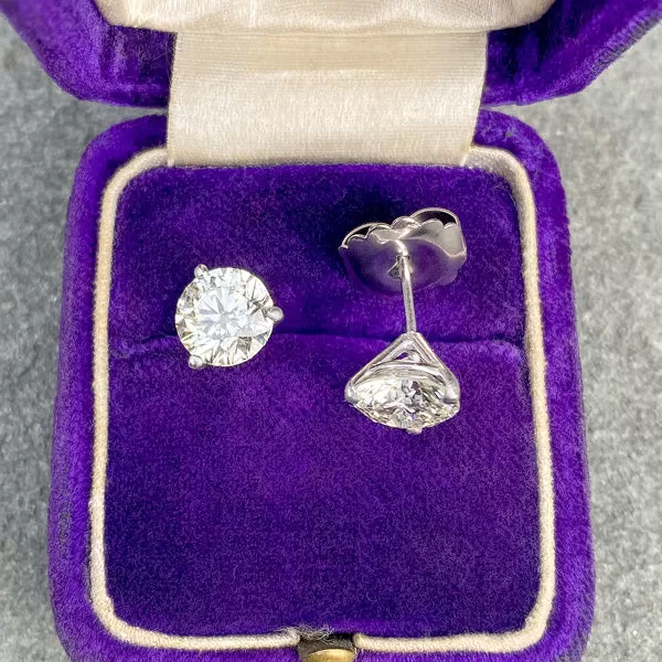 Martini Set Diamond Stud Earrings, 3.24ctw.