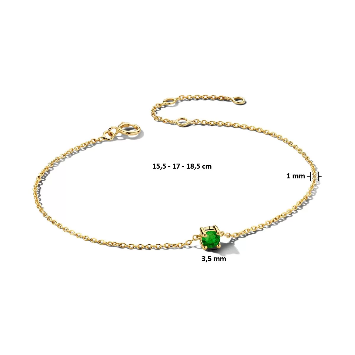 May Birthstone Bracelet 14K Yellow Gold