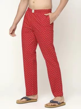 Men Premium Cotton Printed Red Pyjama- UnderJeans by Spykar