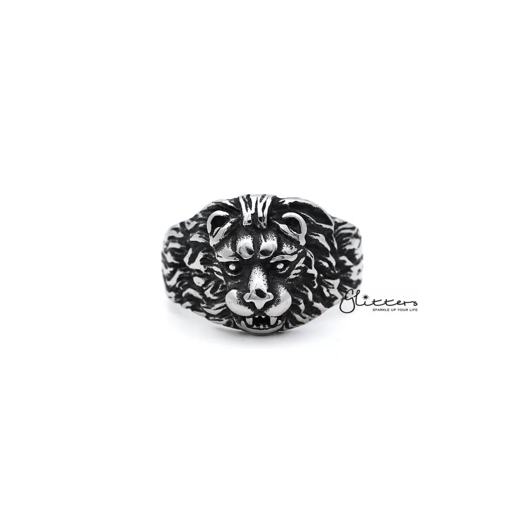 Men's Antiqued Stainless Steel Gothic Lion Heart Casting Rings