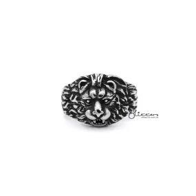 Men's Antiqued Stainless Steel Gothic Lion Heart Casting Rings