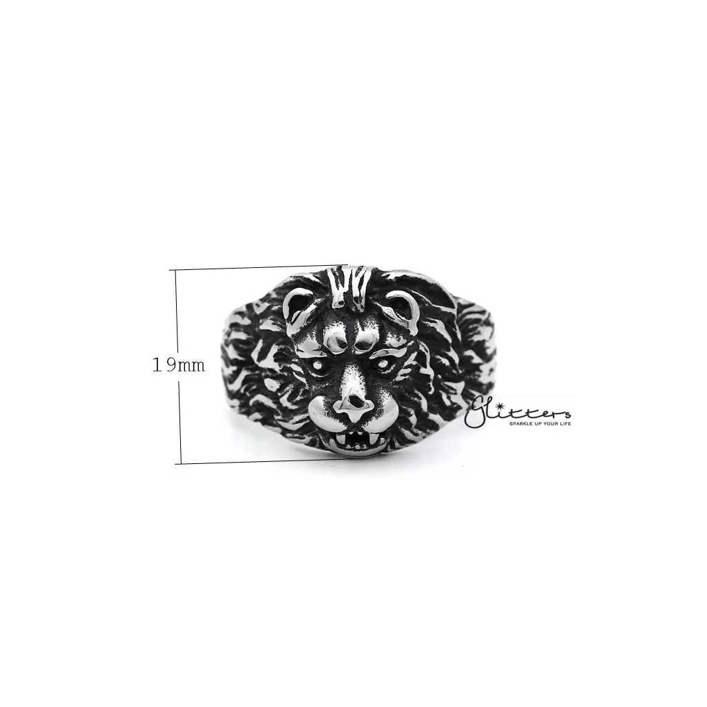 Men's Antiqued Stainless Steel Gothic Lion Heart Casting Rings