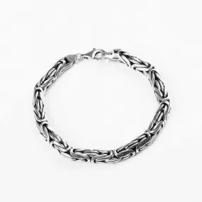 Men's Heavy Bracelet 7.5mm Round Byzantine Chain in Sterling Silver