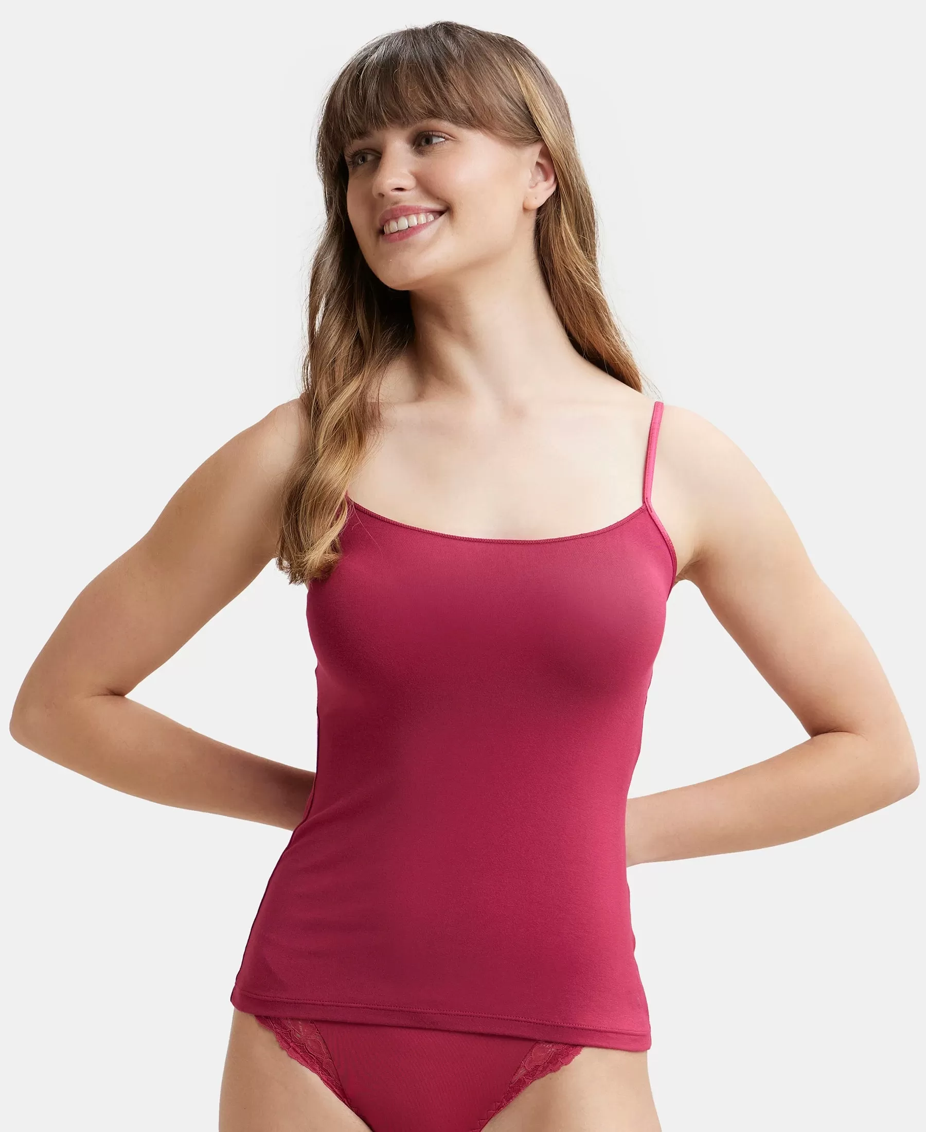 Micro Modal Elastane Stretch Camisole with Adjustable Straps and StayFresh Treatment - Anemone