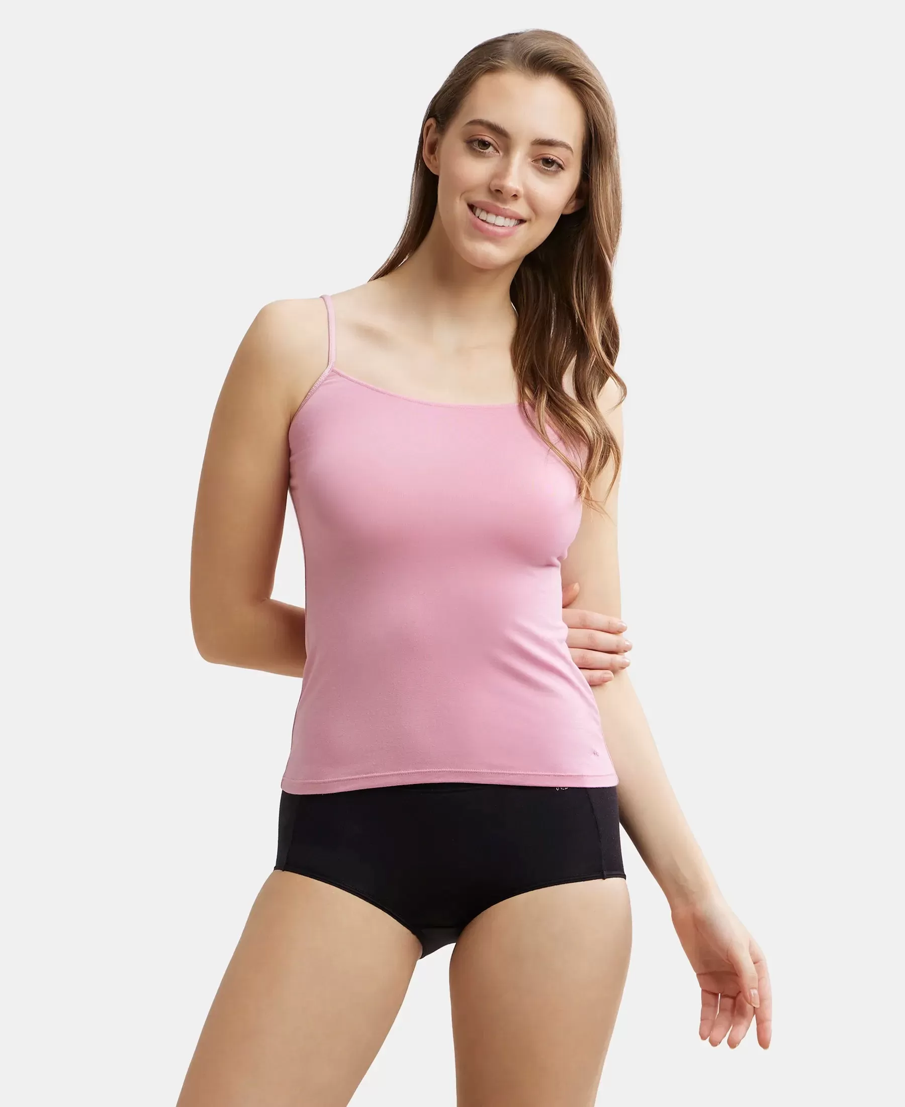 Micro Modal Elastane Stretch Camisole with Adjustable Straps and StayFresh Treatment - Cashmere Rose