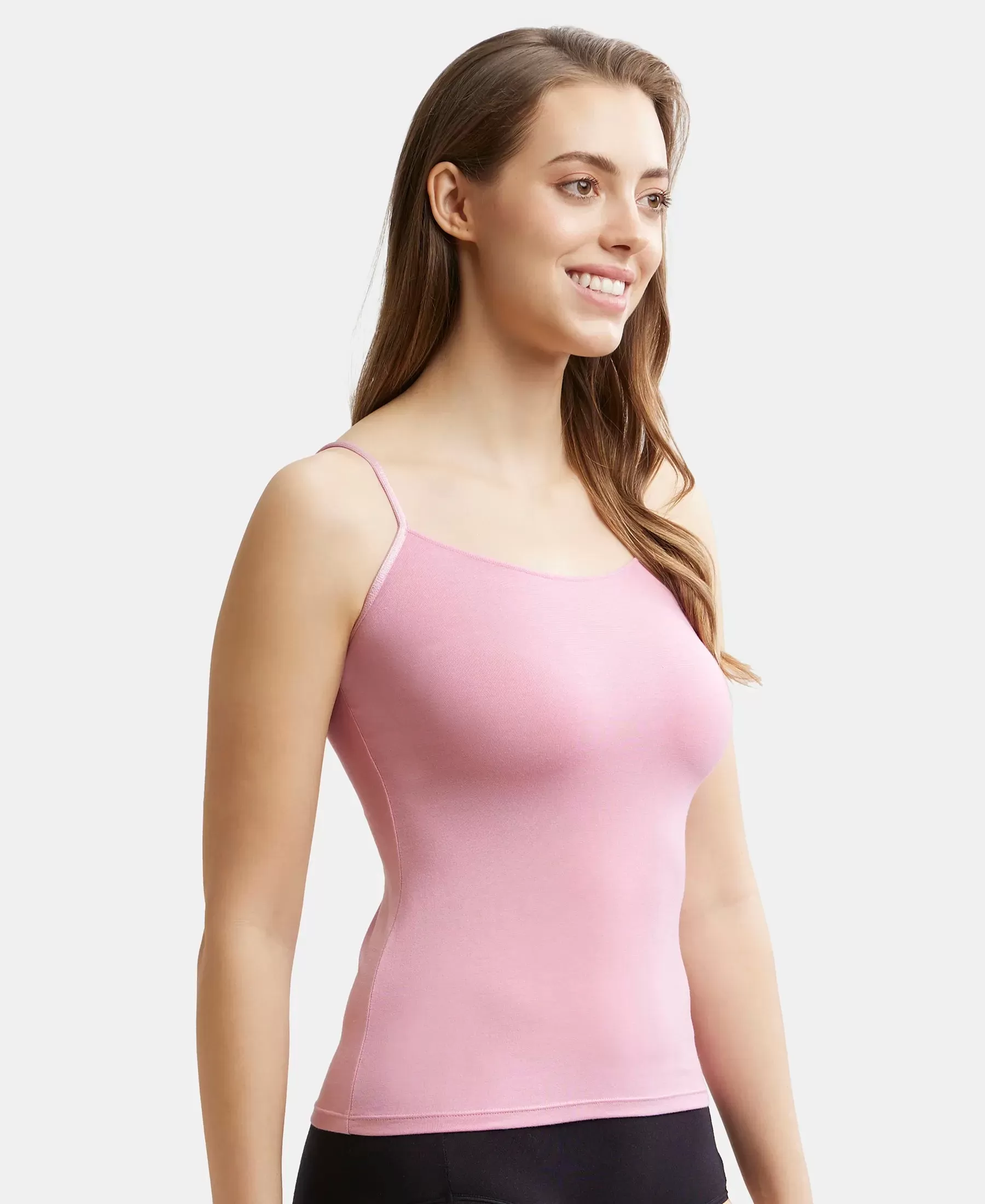 Micro Modal Elastane Stretch Camisole with Adjustable Straps and StayFresh Treatment - Cashmere Rose