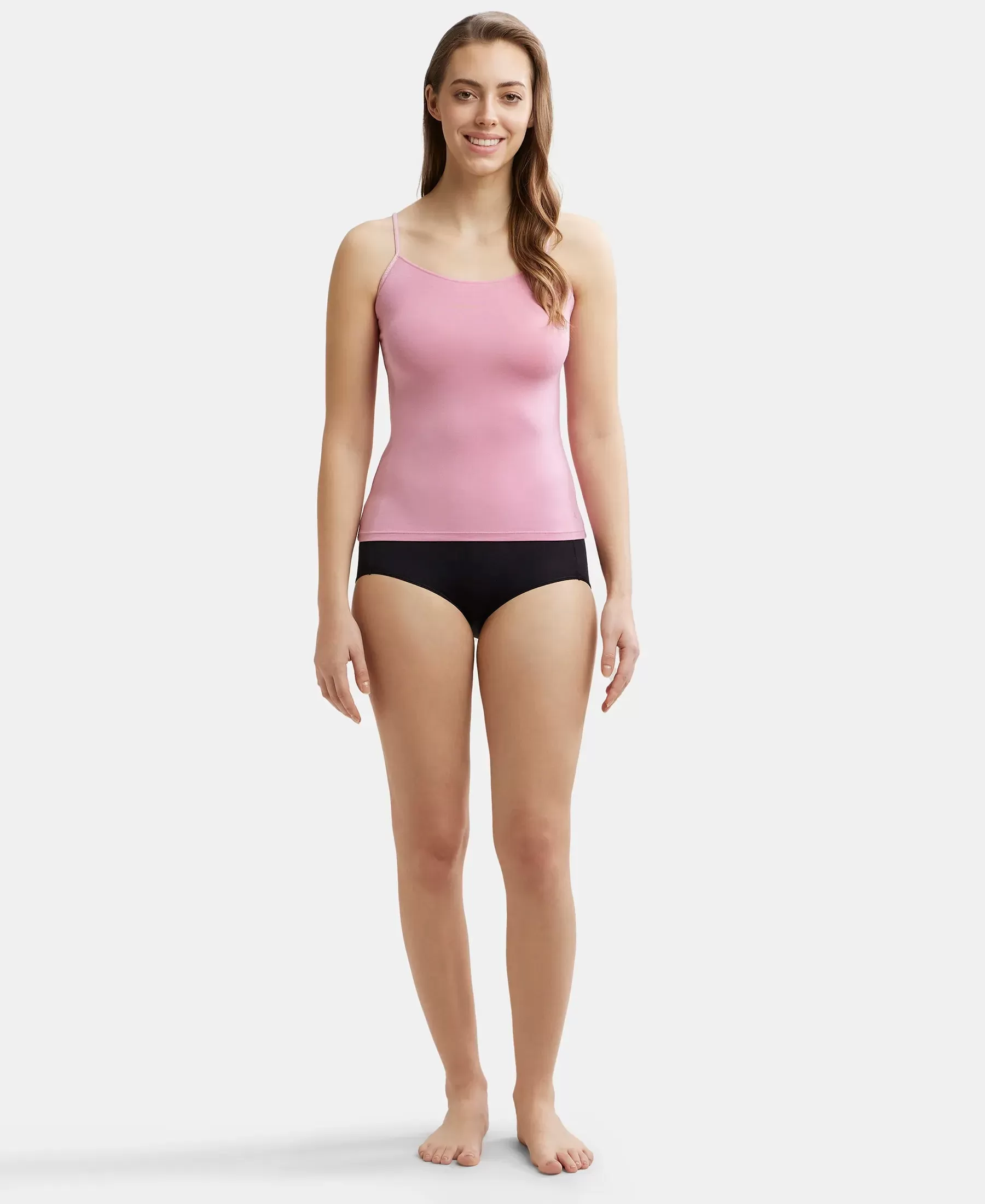 Micro Modal Elastane Stretch Camisole with Adjustable Straps and StayFresh Treatment - Cashmere Rose