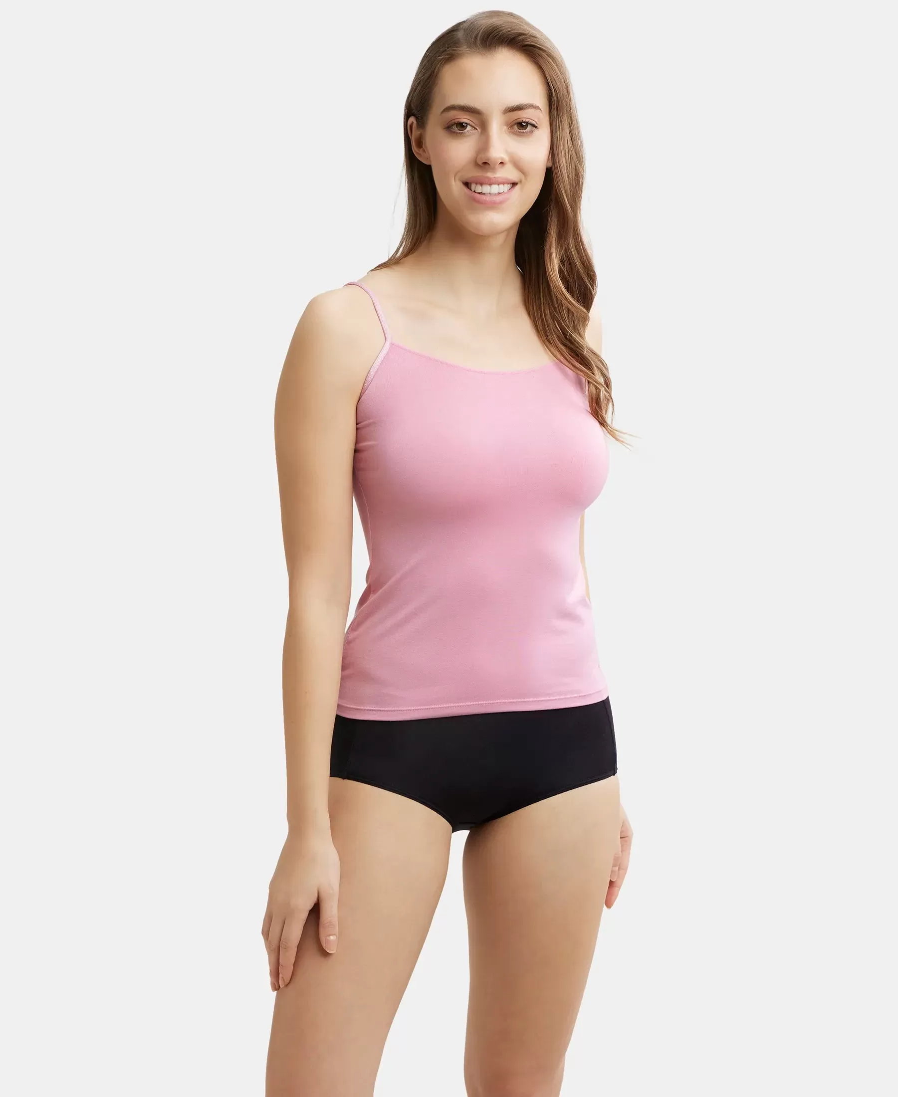 Micro Modal Elastane Stretch Camisole with Adjustable Straps and StayFresh Treatment - Cashmere Rose