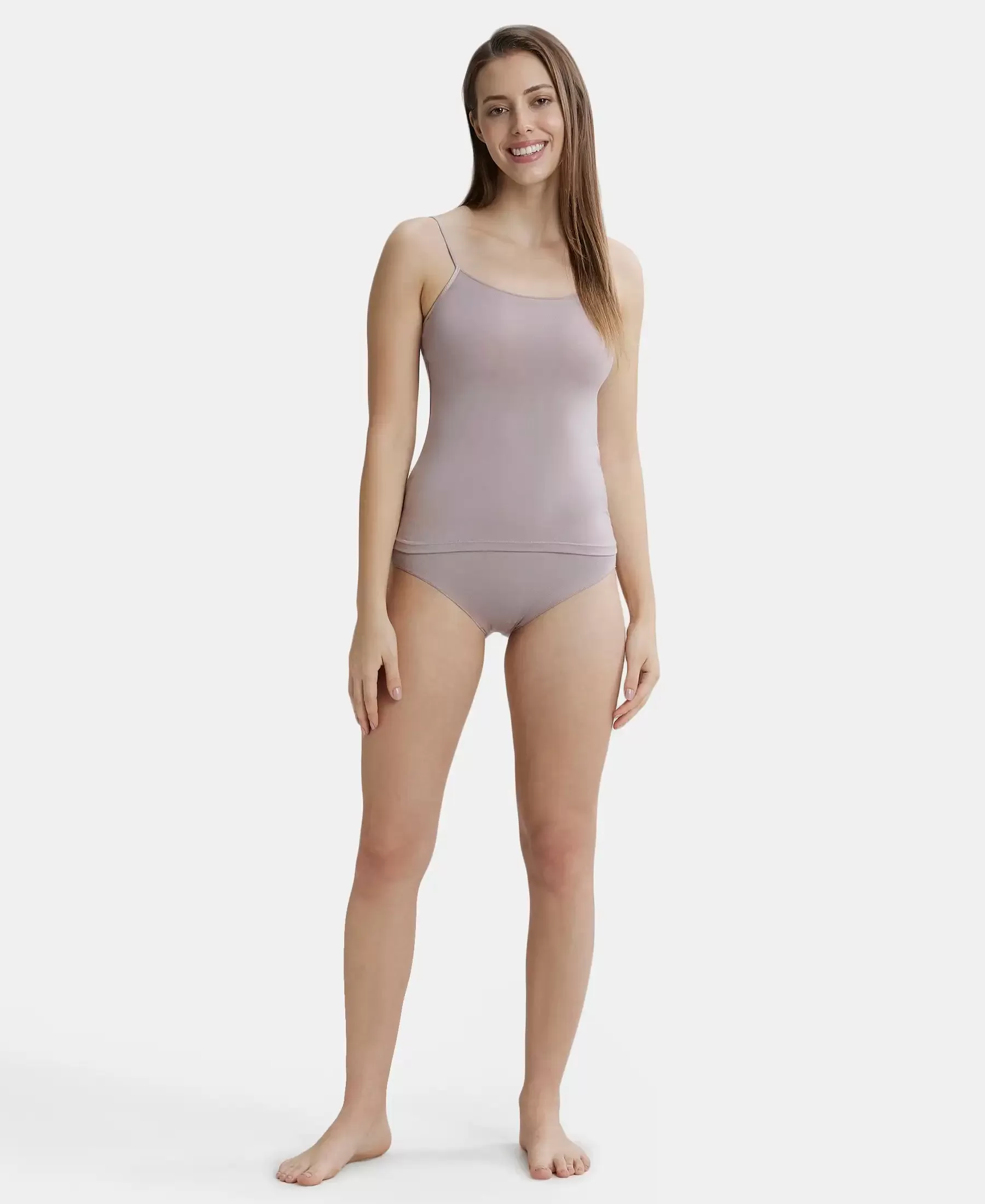 Micro Modal Elastane Stretch Camisole with Adjustable Straps and StayFresh Treatment - Mocha