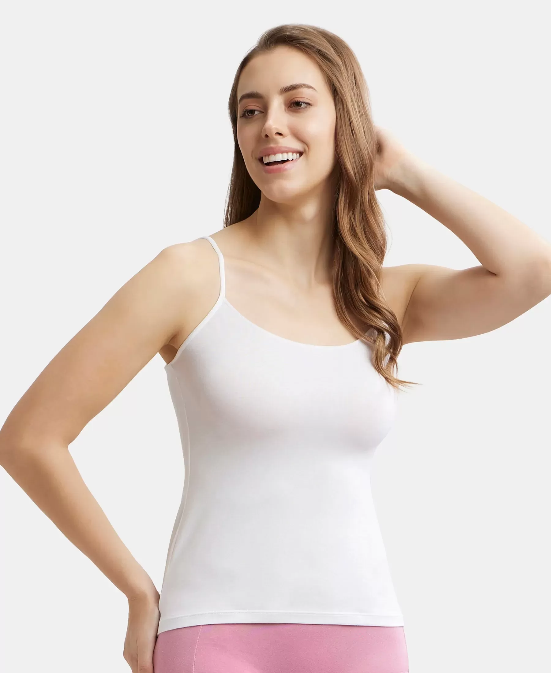 Micro Modal Elastane Stretch Camisole with Adjustable Straps and StayFresh Treatment - White