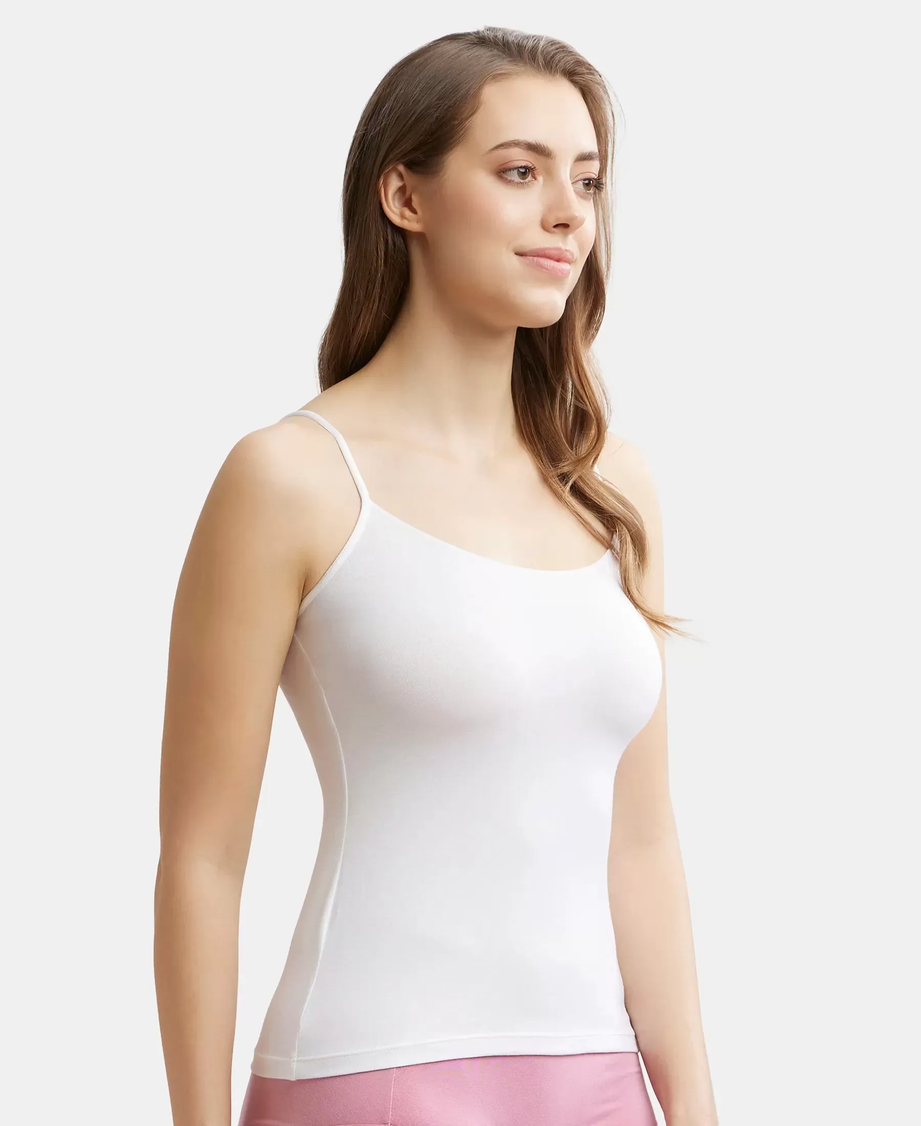 Micro Modal Elastane Stretch Camisole with Adjustable Straps and StayFresh Treatment - White