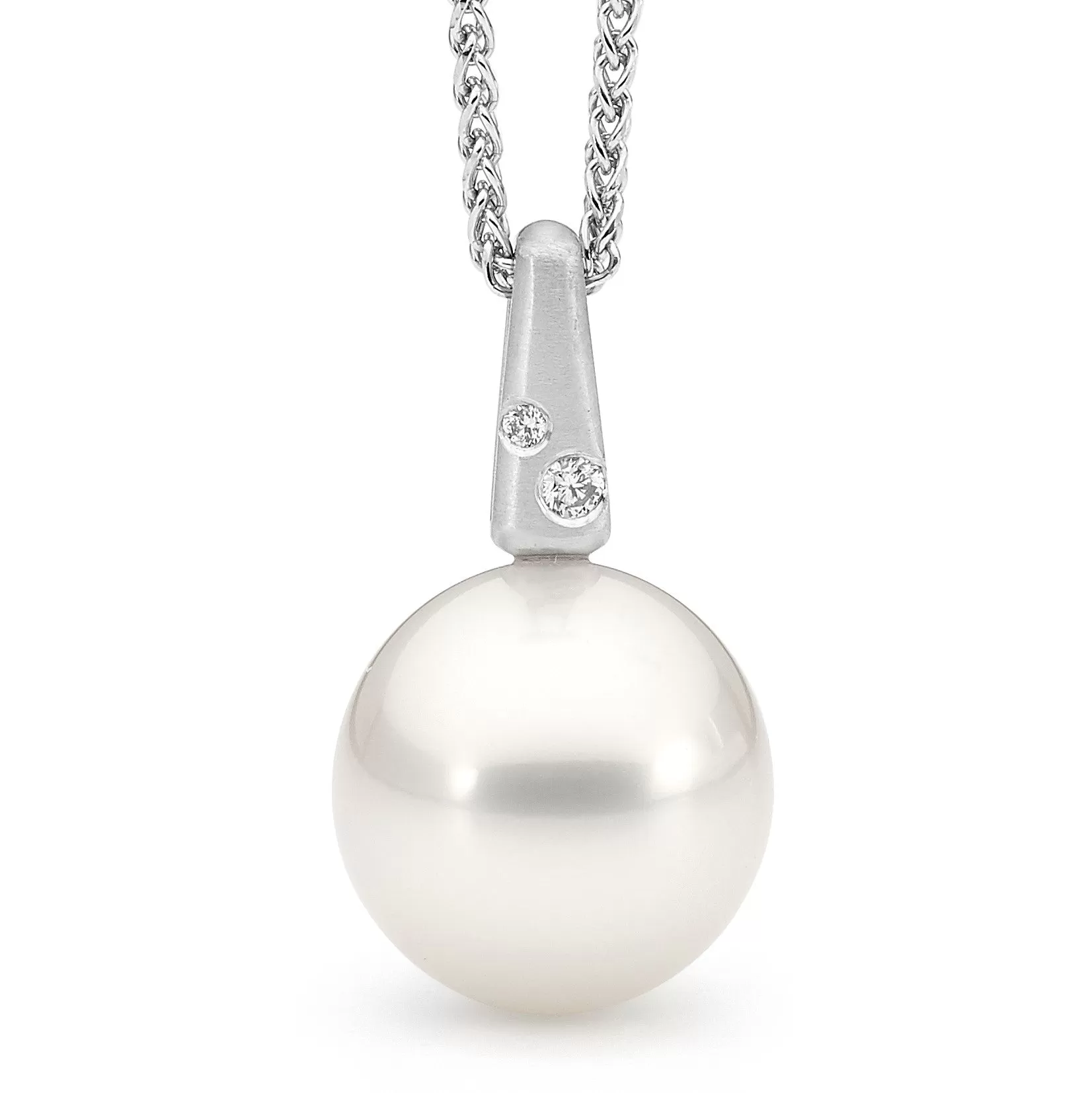 Modern Pearl & Diamond Pendant