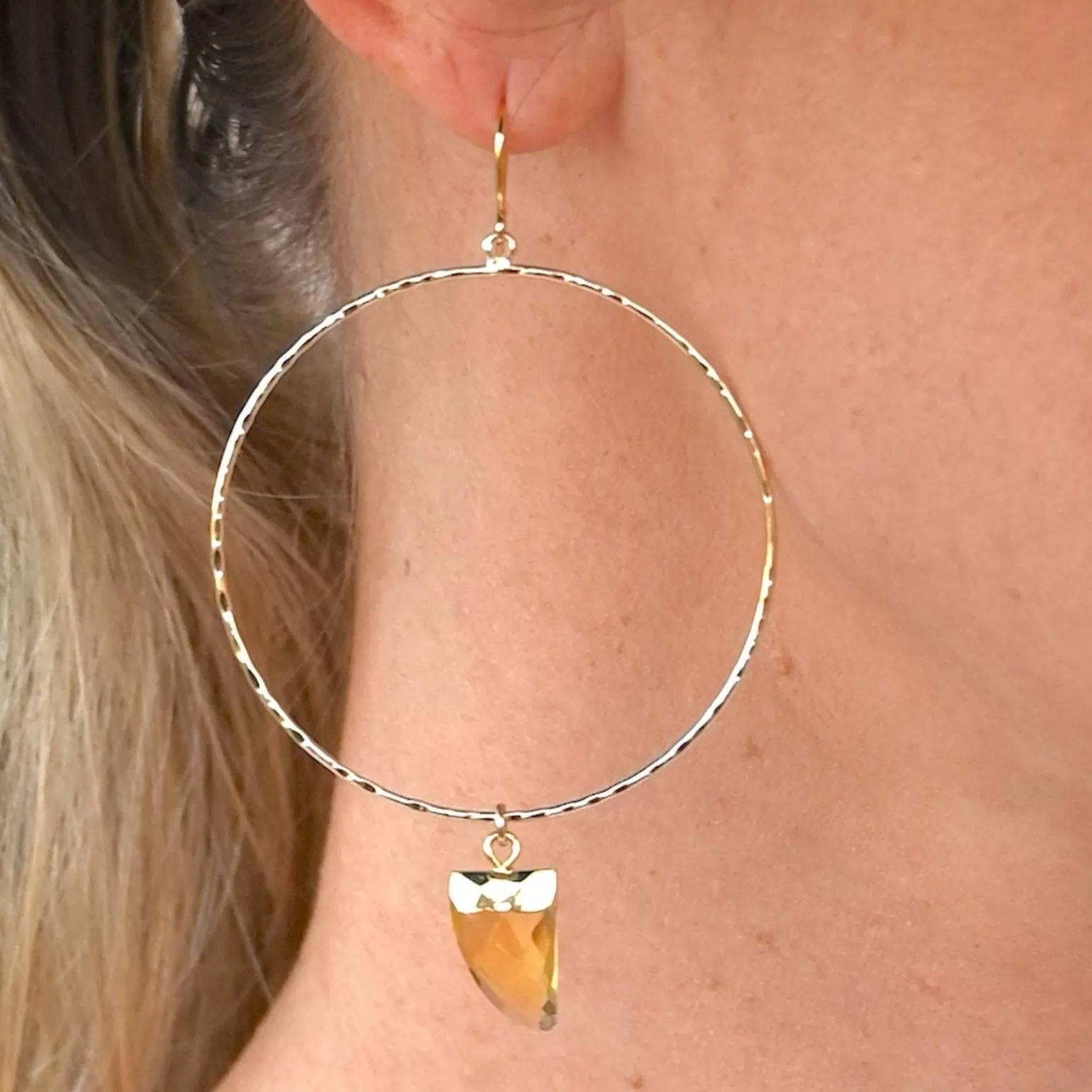 Move Toward Joy Citrine Gold Hoop Earrings