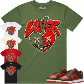 Mystic Red Dunks Shirt to Match - OLIVE LOVER LOSER BAWS