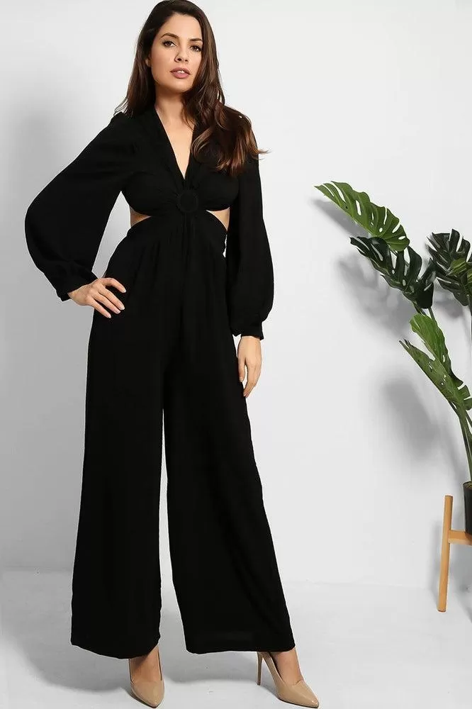 Open Back Cut Out Top Wide Leg Jumpsuit