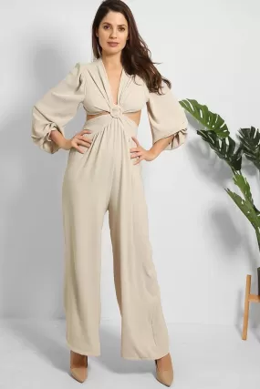 Open Back Cut Out Top Wide Leg Jumpsuit