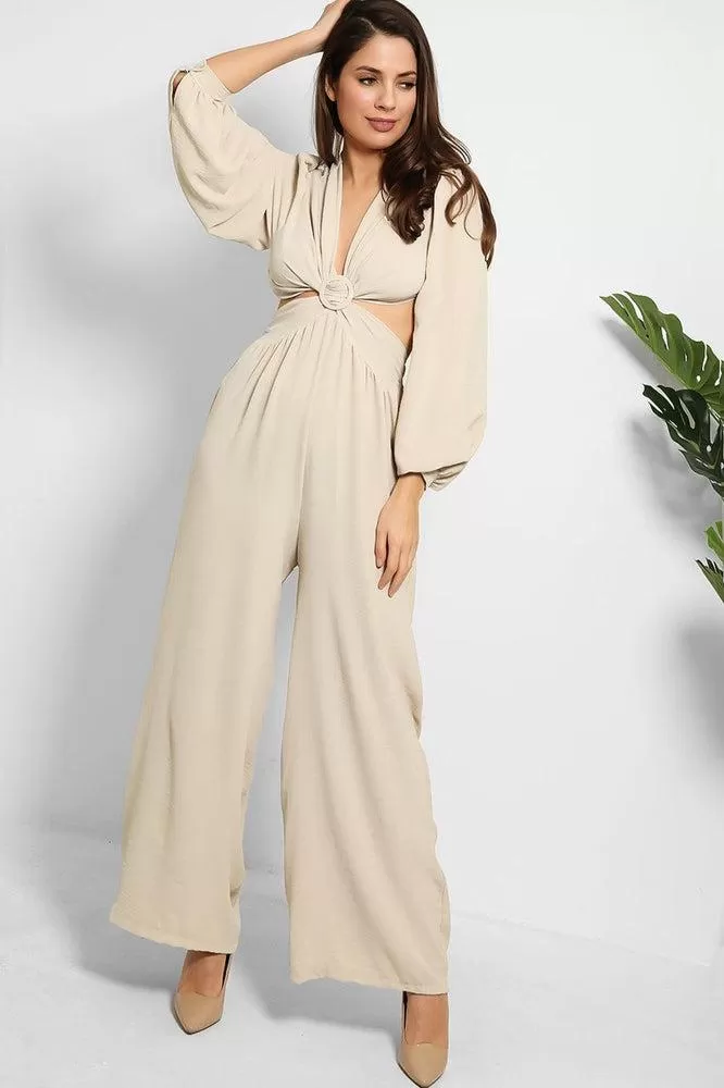 Open Back Cut Out Top Wide Leg Jumpsuit